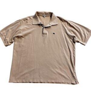Vintage Burberry London Polo Shirt Men's Large Tan Nova Check Great Britain